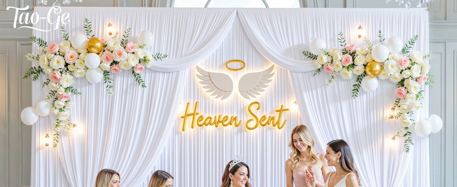 8 Panels White Backdrop Curtain for Parties Wedding Wrinkle White Photo Curtains