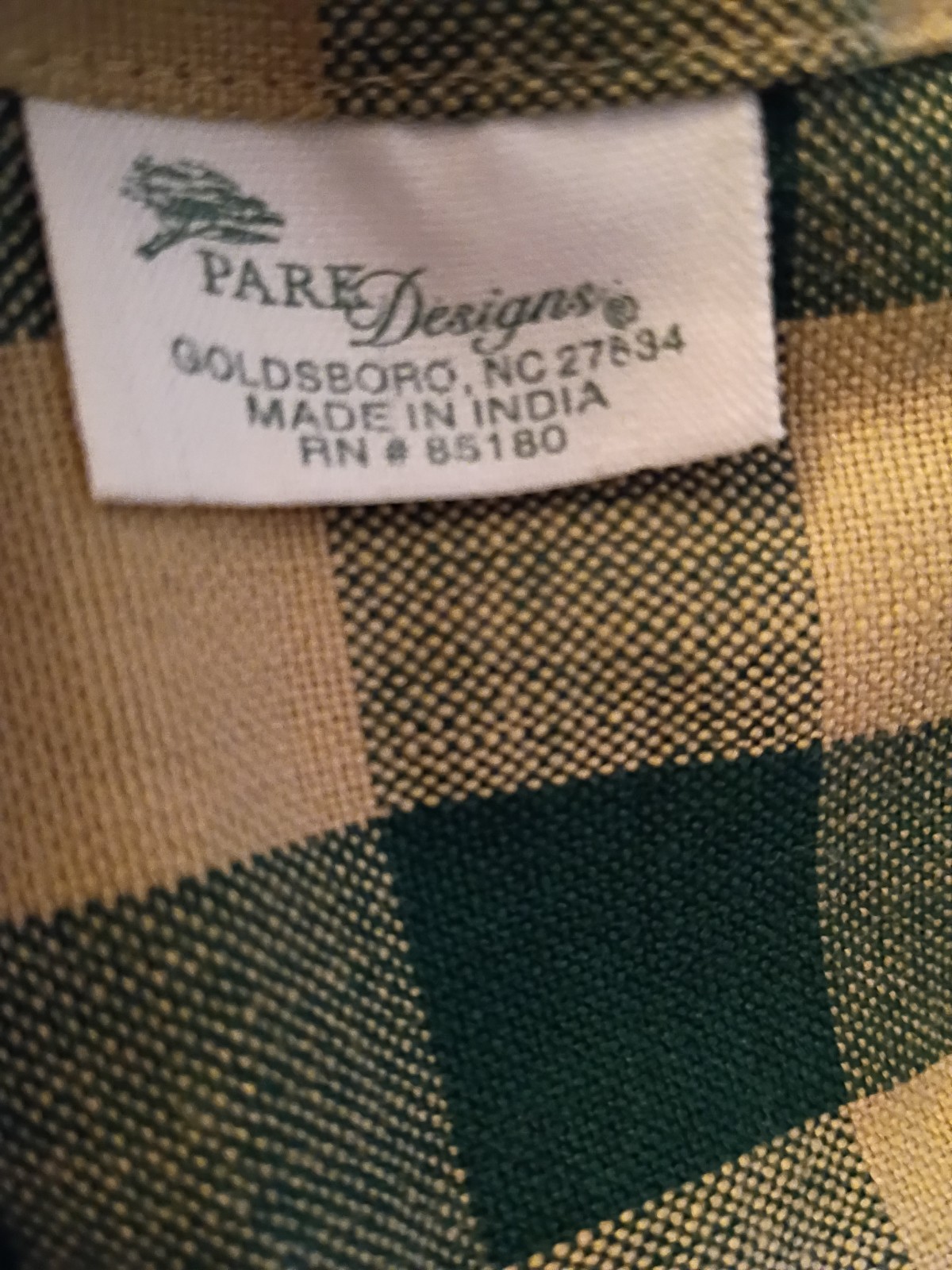 2 PAIR (4 PIECES) GREEN/BEIGE CHECKED COUNTRY VALANCES, 71″W X 36″L (PAIR WDTH)