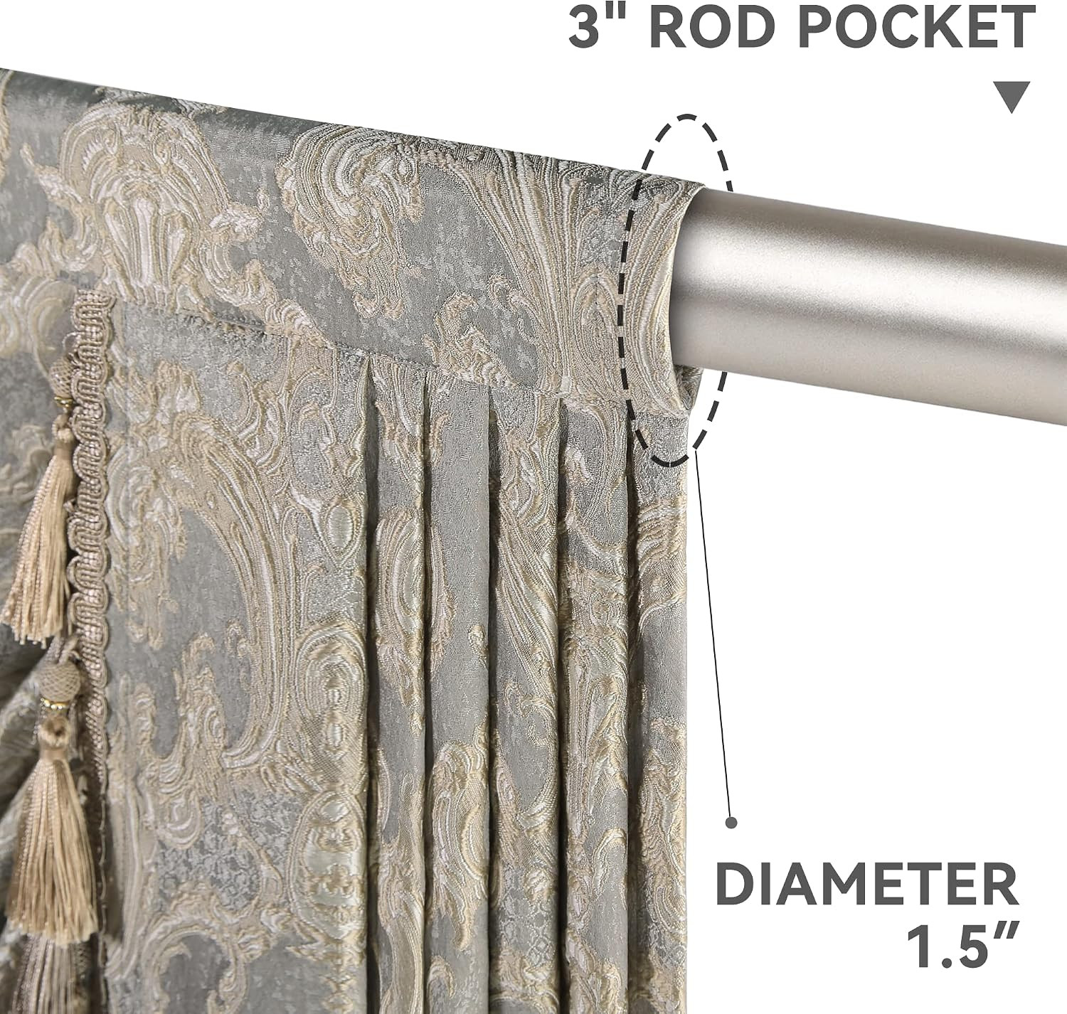 Luxury Waterfall Valances for Windows, Jacquard Thick Swag Waterfall Curtains Va