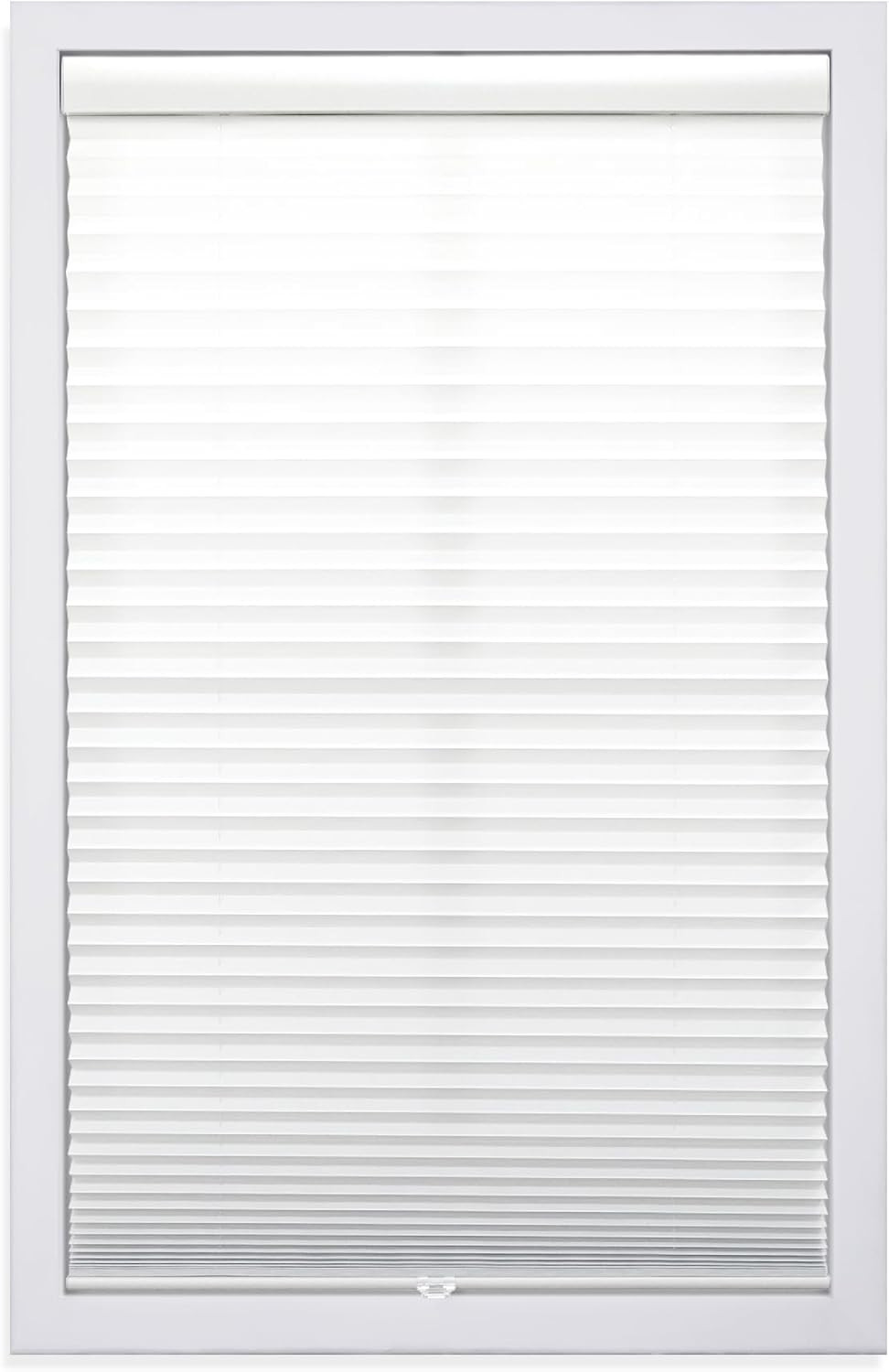 Cordless 1 Inch Light Filtering Pleated Shade Fabric 20W x 48H White Blinds