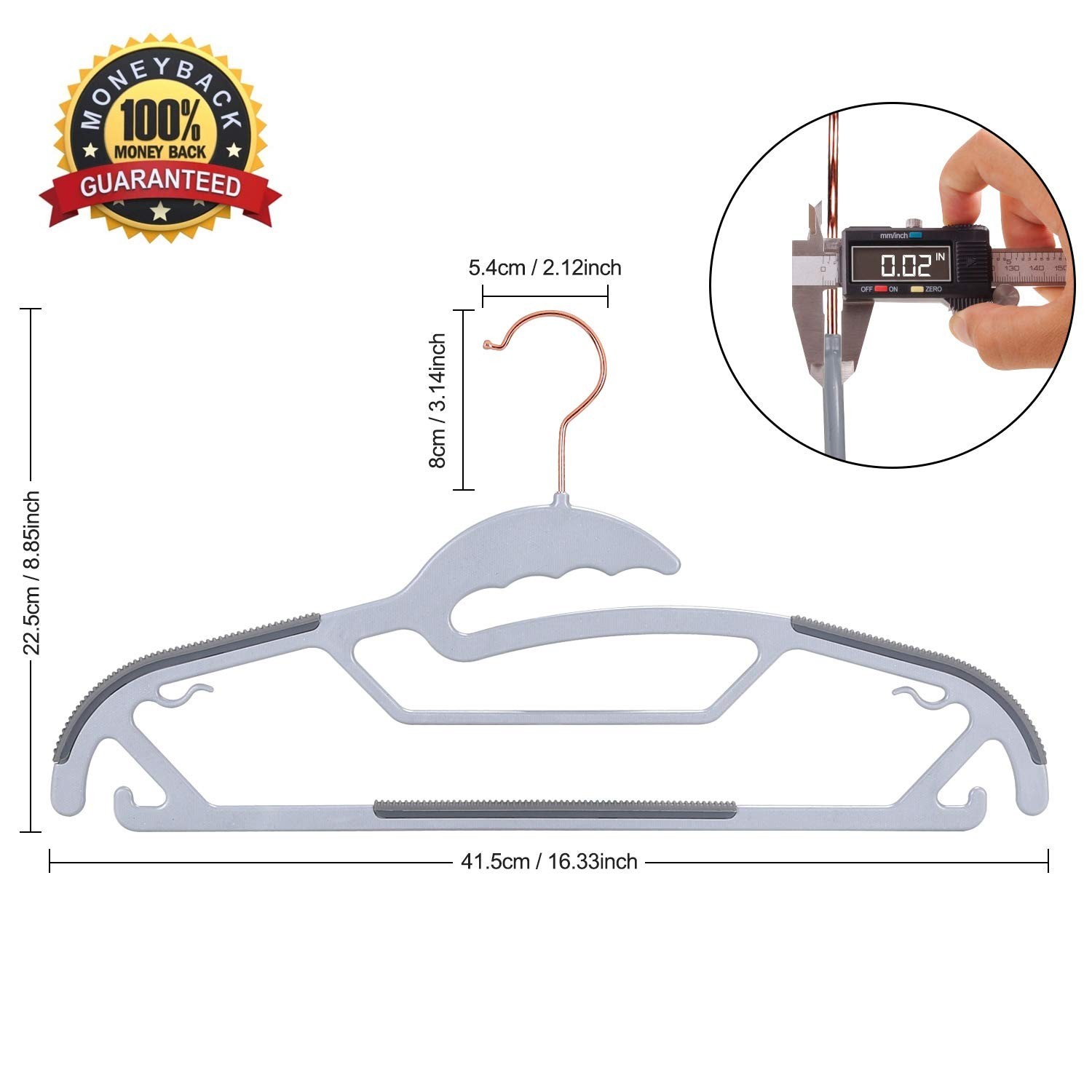 TIMMY Slim Plastic Hangers Non-Slip, 0.2in Ultra Thin Space Saving Closet Org…