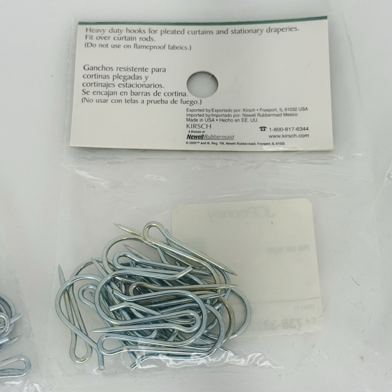 Kirsch Window Coordinates Pin-On Hooks 3322 Bag of 14 Hooks Lot of 3