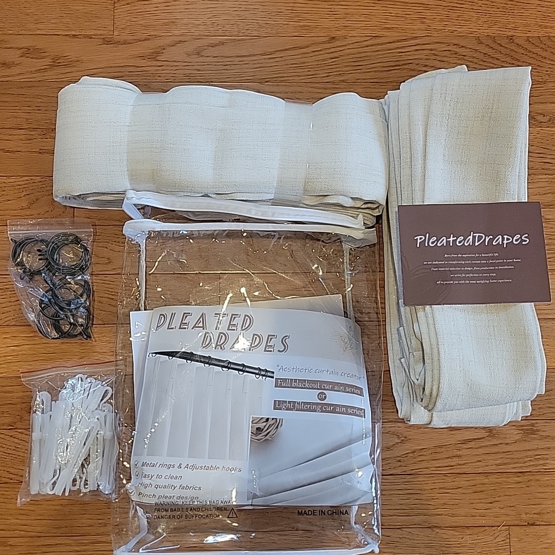 Pinch Pleated Curtain Light Filtering Unlined Drapes 2 Panels- Each Is 40″x96″