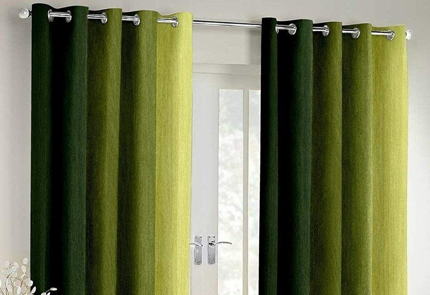 2 Piece Ombre Printed Grommet Ringtop Door Window Curtain Set 5 7 8 9 Feet Green