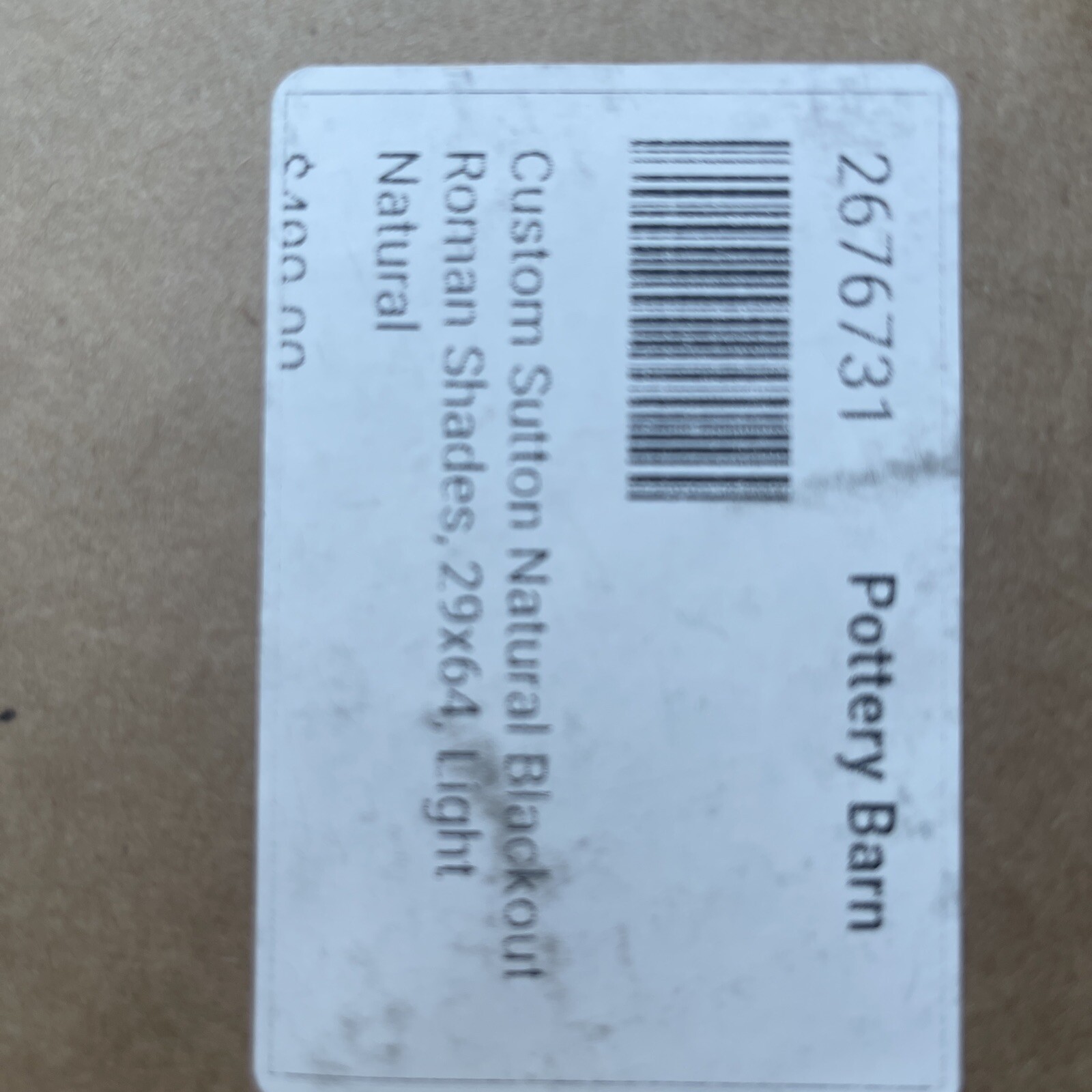 Pottery Barn CUSTOM Sutton Light Natural Blackout Roman Shade – 29×64″ – NEW