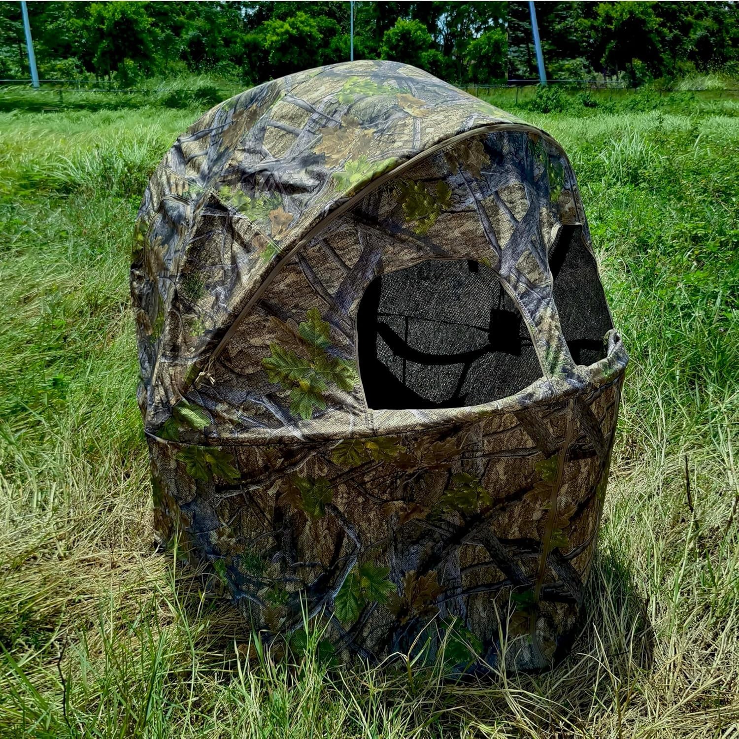 2-Person See-Through Hunting Ground Blind with Dual Built-In Chairs FREE SHIP US