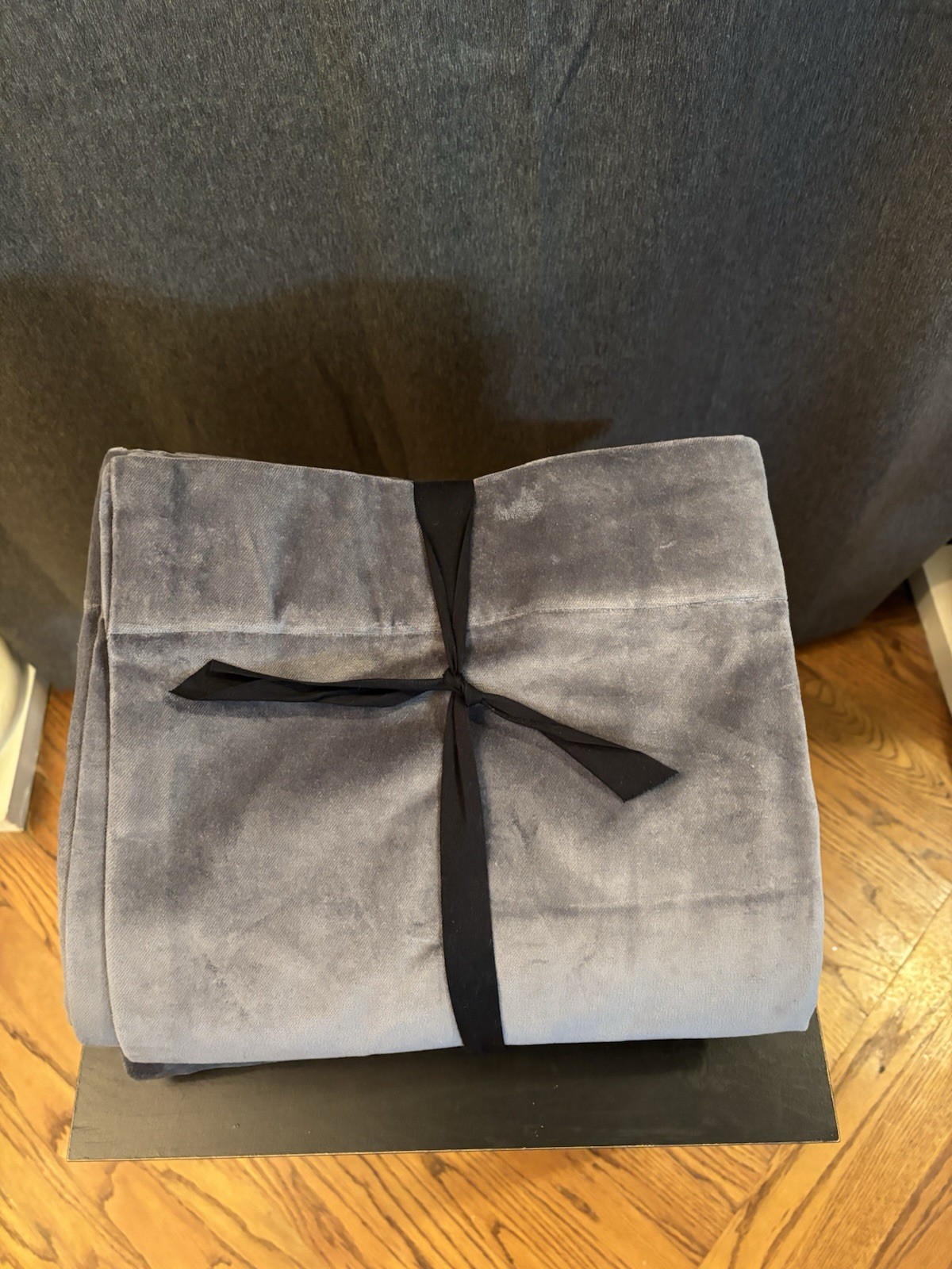 Set/2 Pottery Barn Velvet Twill Curtain Drape, 50”x84” Blackout, Steel Blue, New