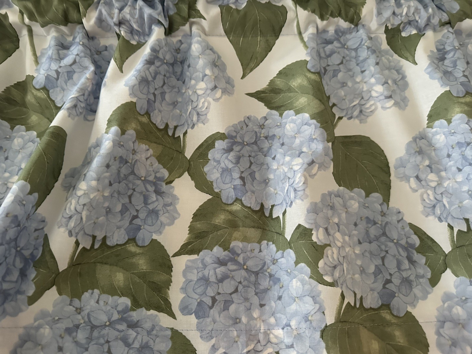 Hydrangea Valance in Blue. New Hand Made in the USA