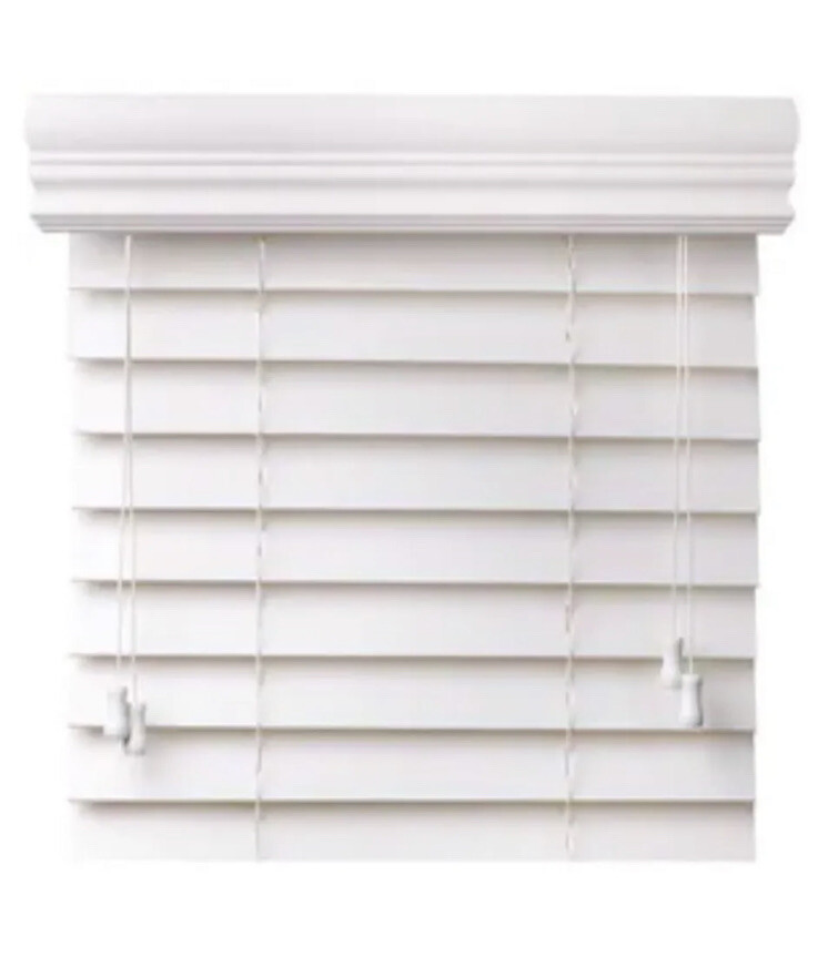 2″ Faux Wood Corded Classic Designer White Blinds – 16”x72”