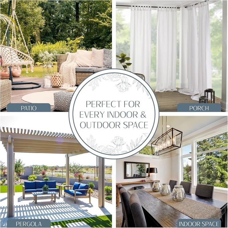 Indoor Outdoor Curtain Panel UV Protection Water Resistant Light Filtering New