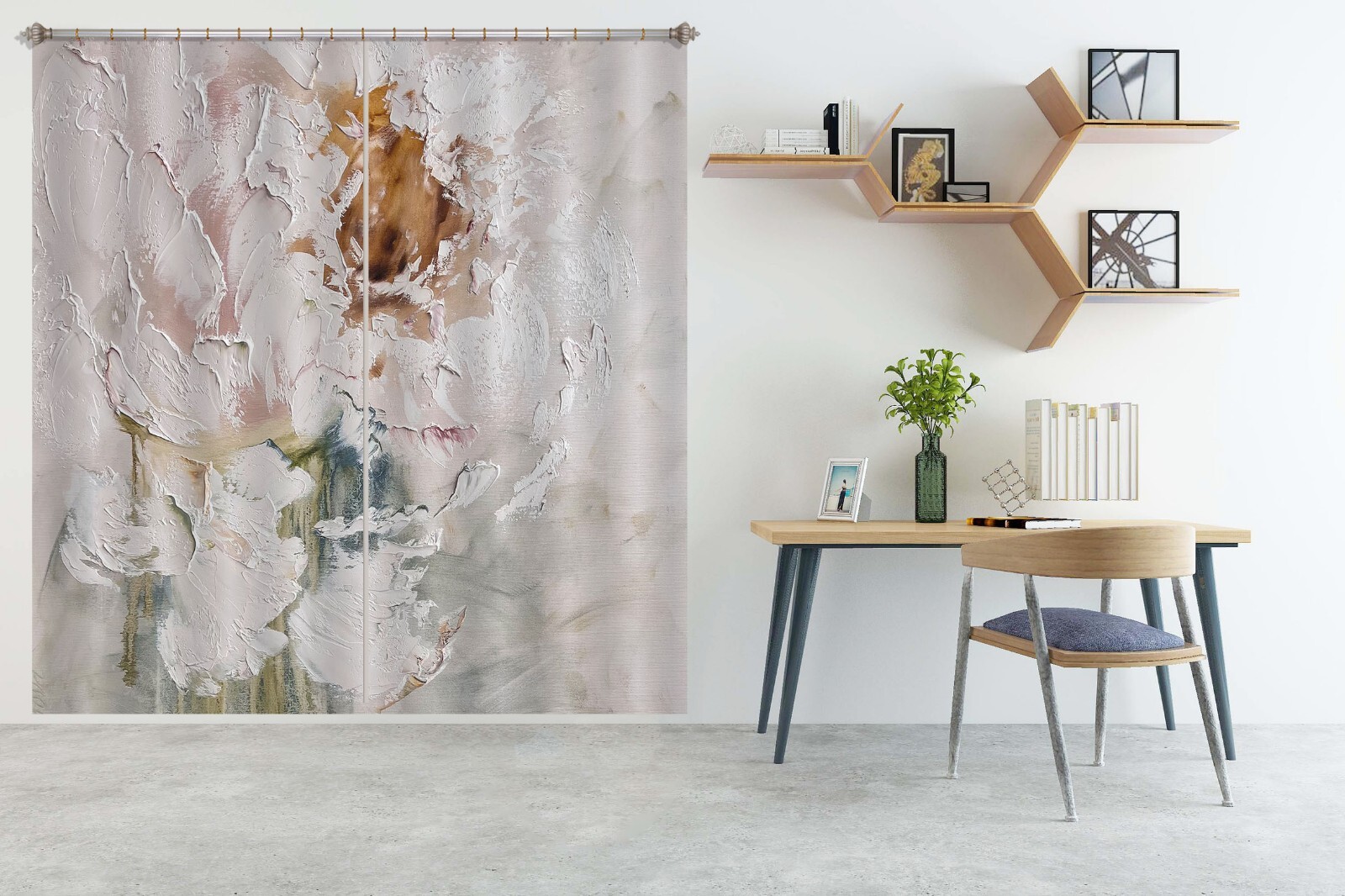 3D White Flower A154 Photo Curtain Window Blockout Fabric Skromova Marina Amy