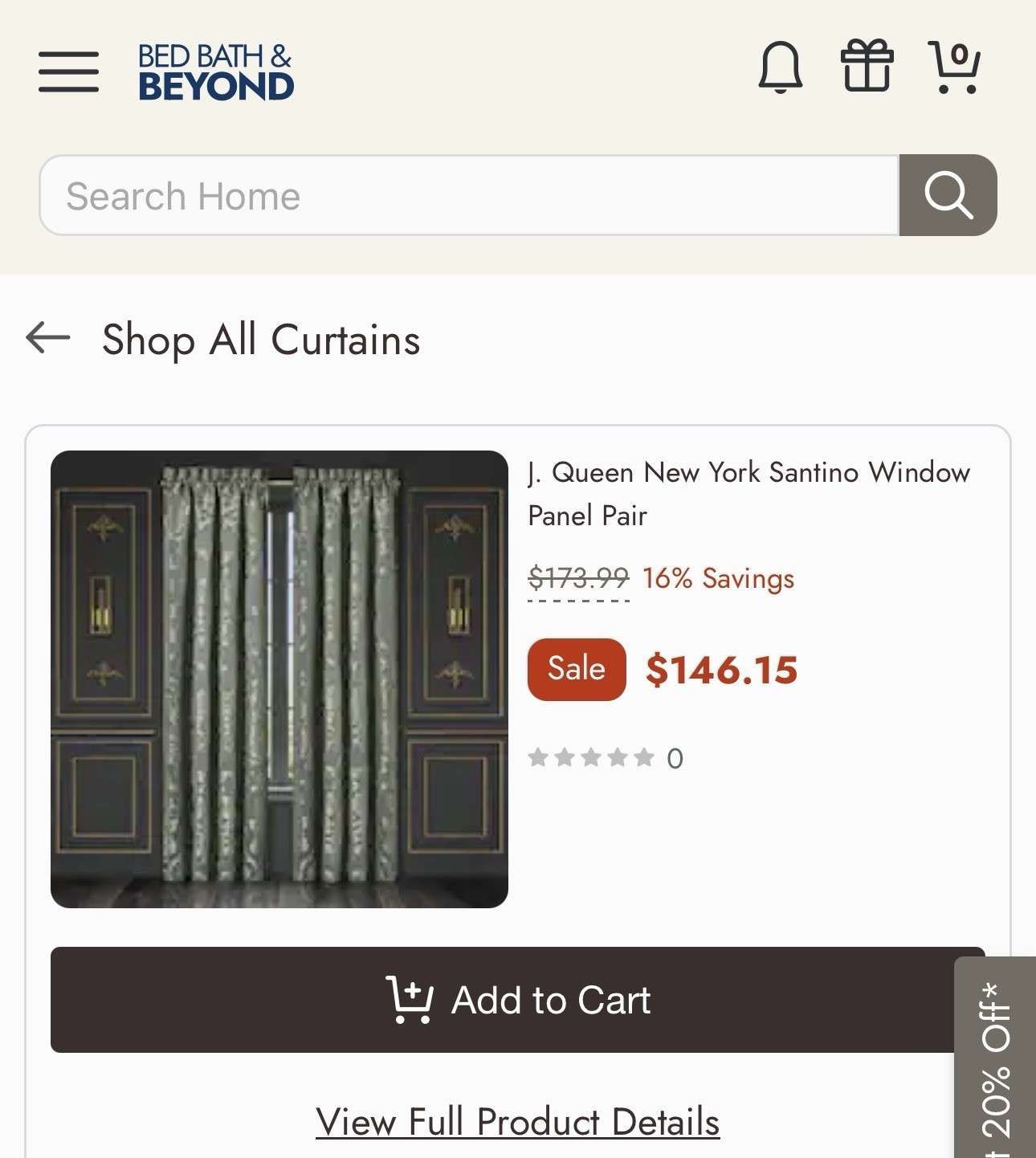 J. Queen New York Santino Window Panel Pair – 84 Inches. NEW FREE SHIPPING