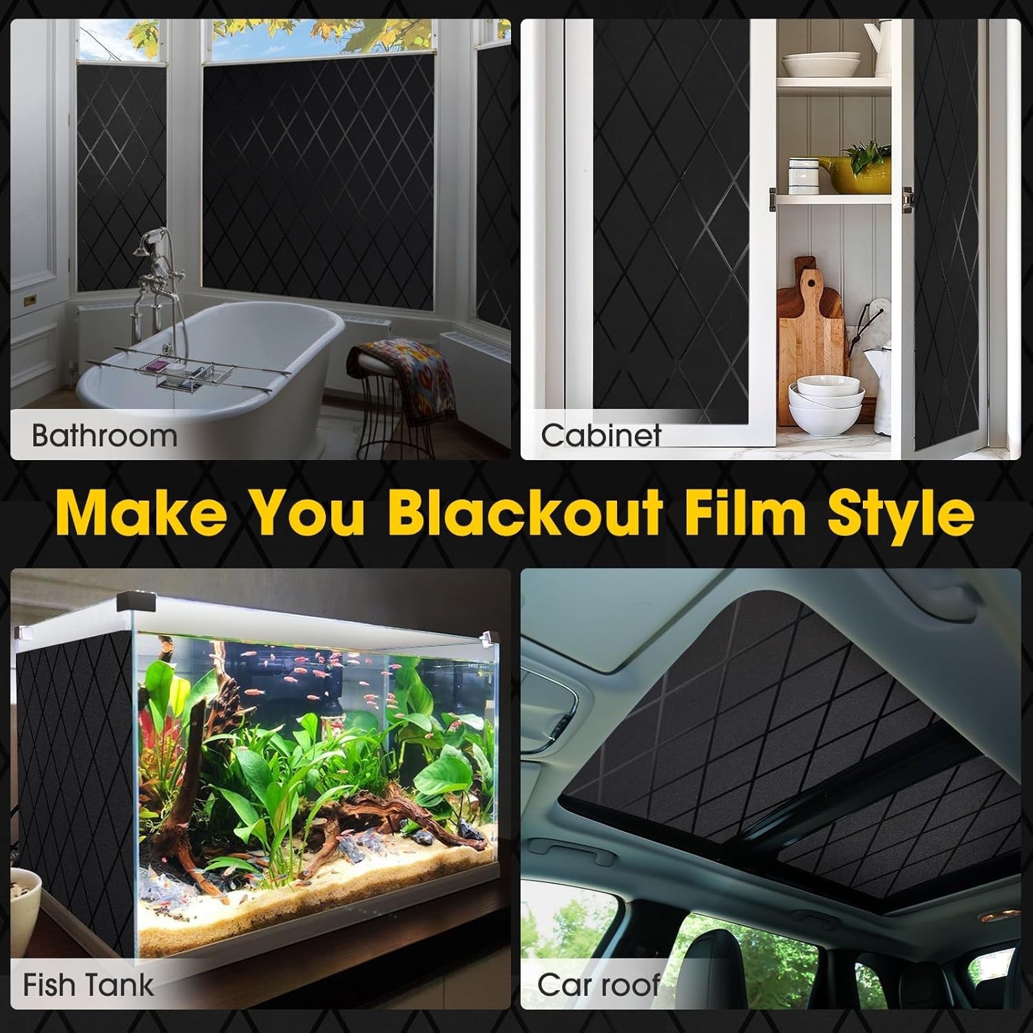 Blackout Window Film, UV Blocking Window Tint One Way, Lattice Privacy Window…