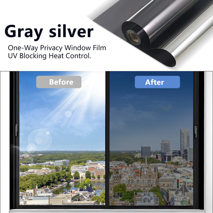 Gray Silver Heat Insulation Window Film, Static Window Sunshade Glass Film