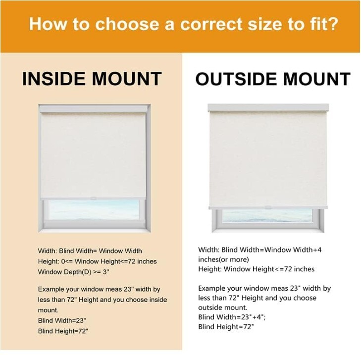 Free-Stop Cordless Light Filtering Roller Shades for Windows (Cream 34″W x 72…