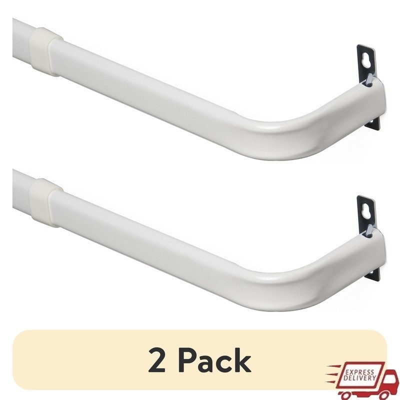 Adjustable Wrap Around Curtain Rod W/ Mounting Hardware Sidelight Control White