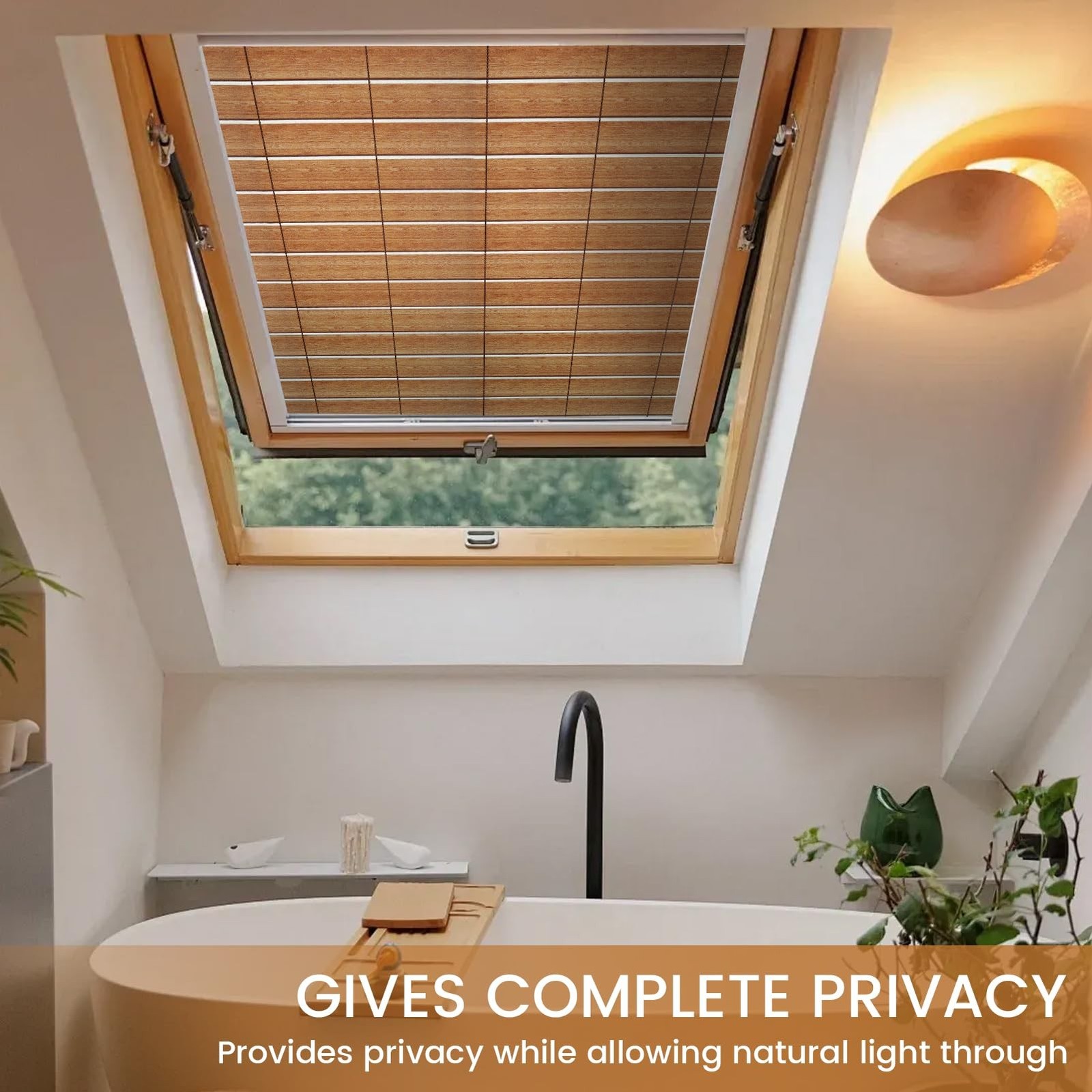 DKTIE Wooden Blinds Pattern Decorative Window Privacy Film, Sun Blocking Heat…
