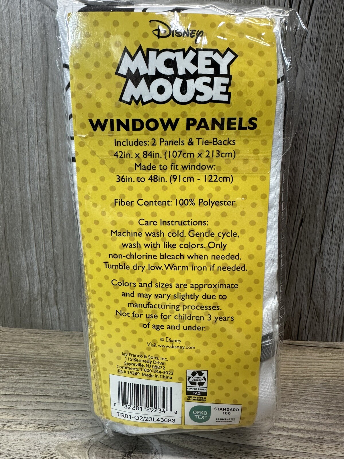 Disney Mickey Mouse Microfiber Window Panels & Tie-Backs New