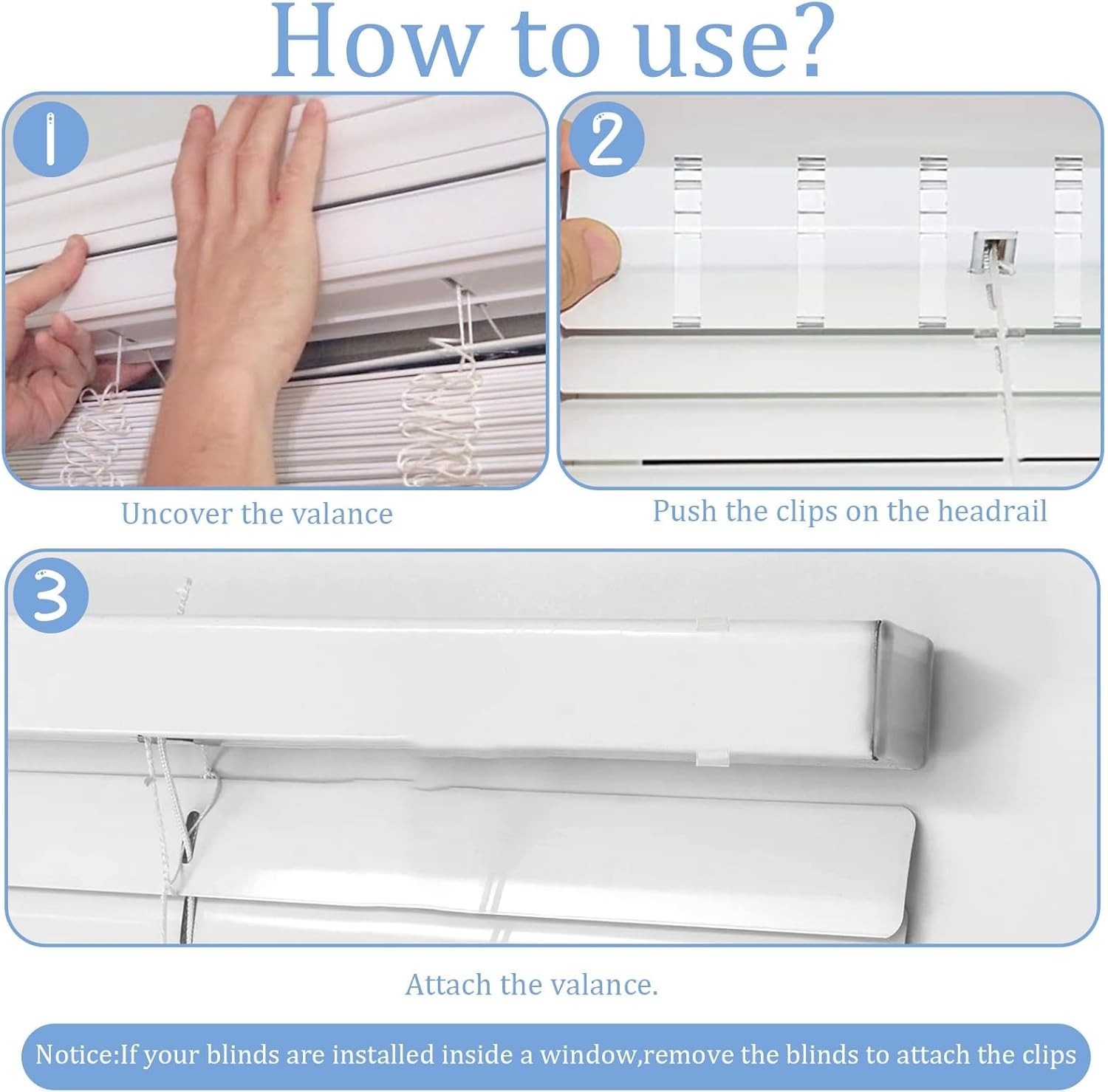 2.5 Inch Valance Clips for Blinds, 6Pcs Clear Plastic Blind Clips for Valance…