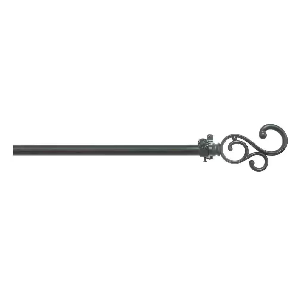 Buono II Medley 28 In. – 48 In. Adjustable 3/4 In. Single Curtain Rod in Black M