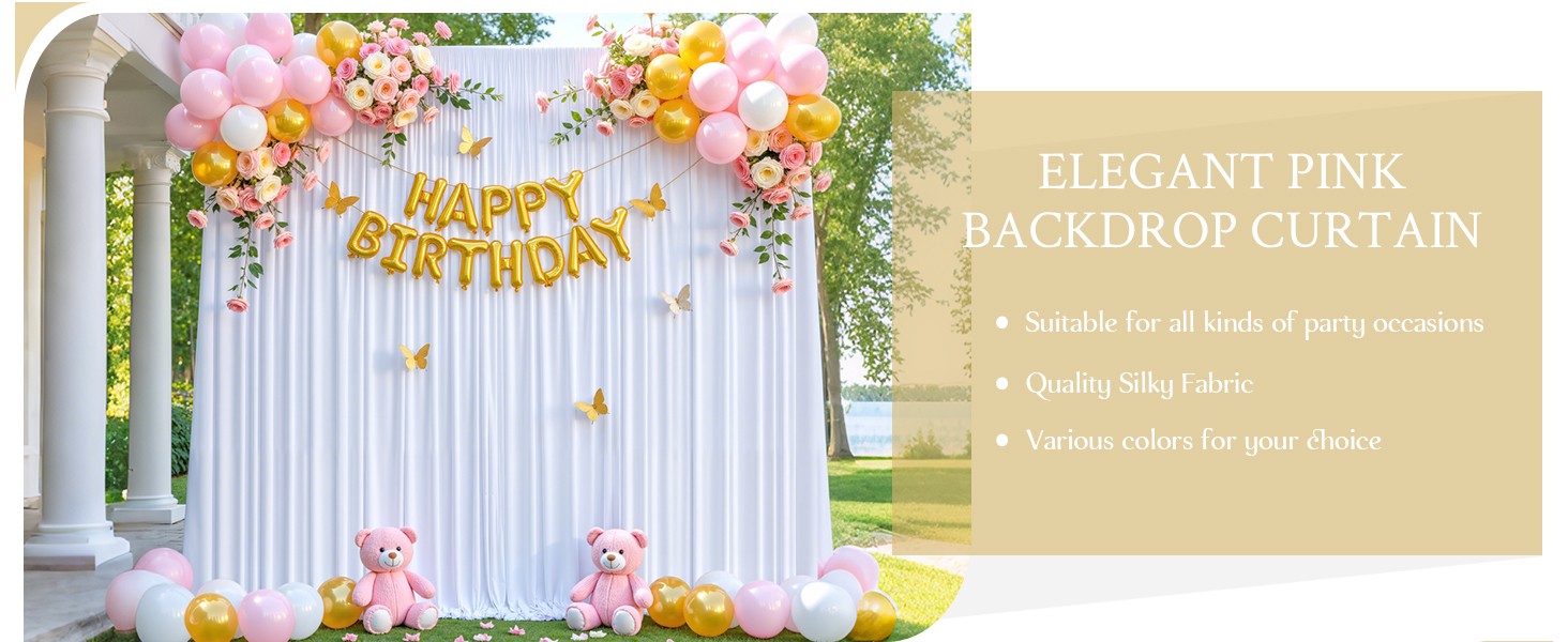 8 Panels White Backdrop Curtain for Parties Wedding Wrinkle White Photo Curtains