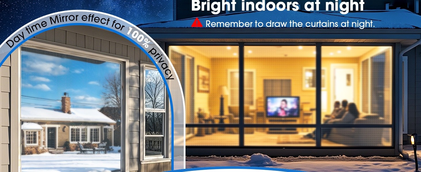 Coavas One Way Privacy Window Film, Reflective Home, Blue Silver