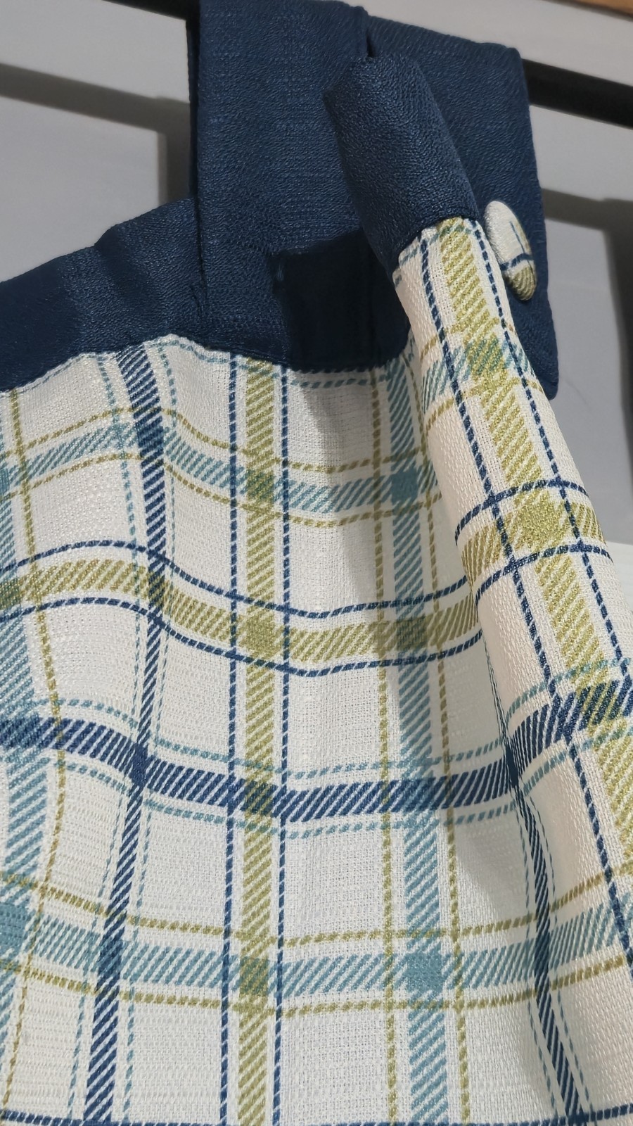Unbranded Baby Blue Green Checkered Window Curtain Panels 66×15 Set (4)