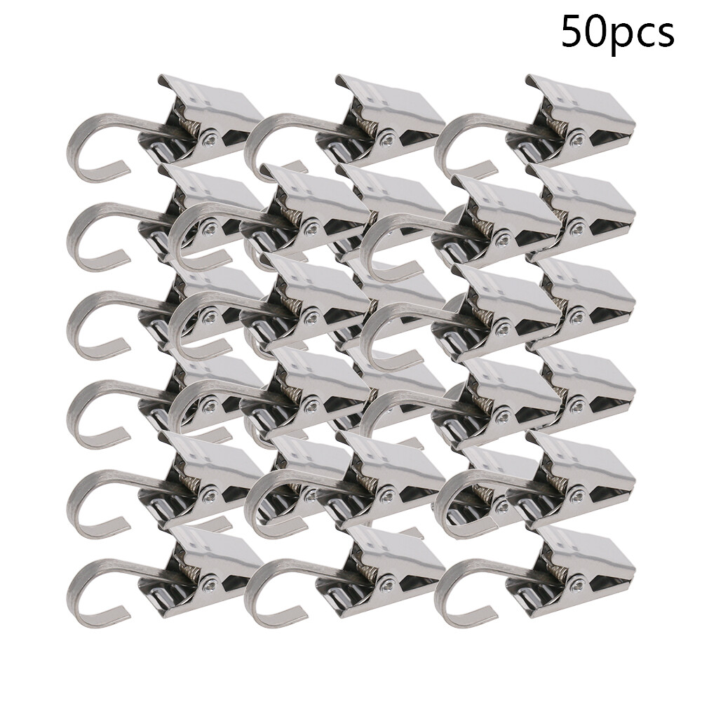 Curtain Clips Strong Stainless Steel Pole Rod Hooks with Clips 9.6x14mm