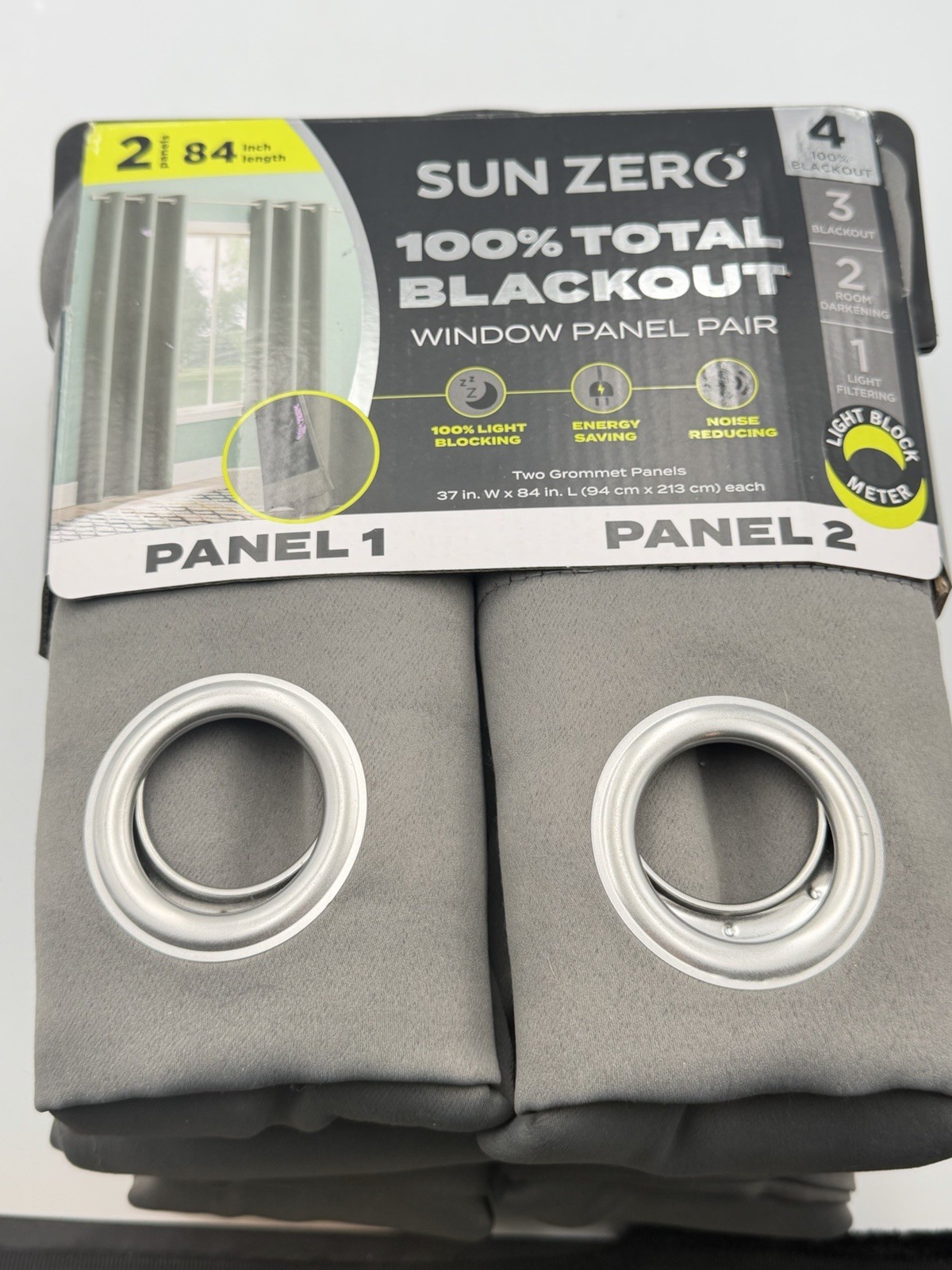 Sun Zero Blackout Window Curtains 2 Panels lot of 2, 37×63 &37×84 Brand New