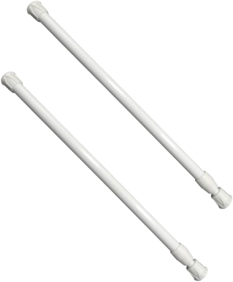 Tension Rod Extendable Curtain Poles,No Drill,White, 2pcs | 30-50cm Extendable
