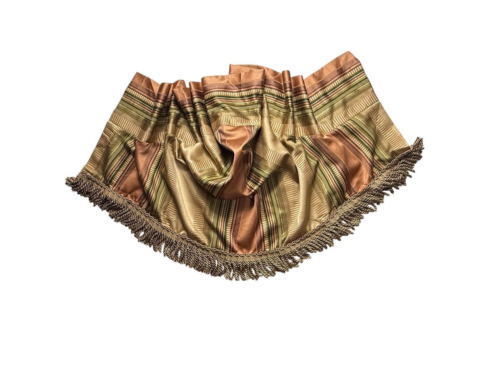 Single Croscill Carrington Swag Valance Satin Stripe Fringe Trim Short Curtain
