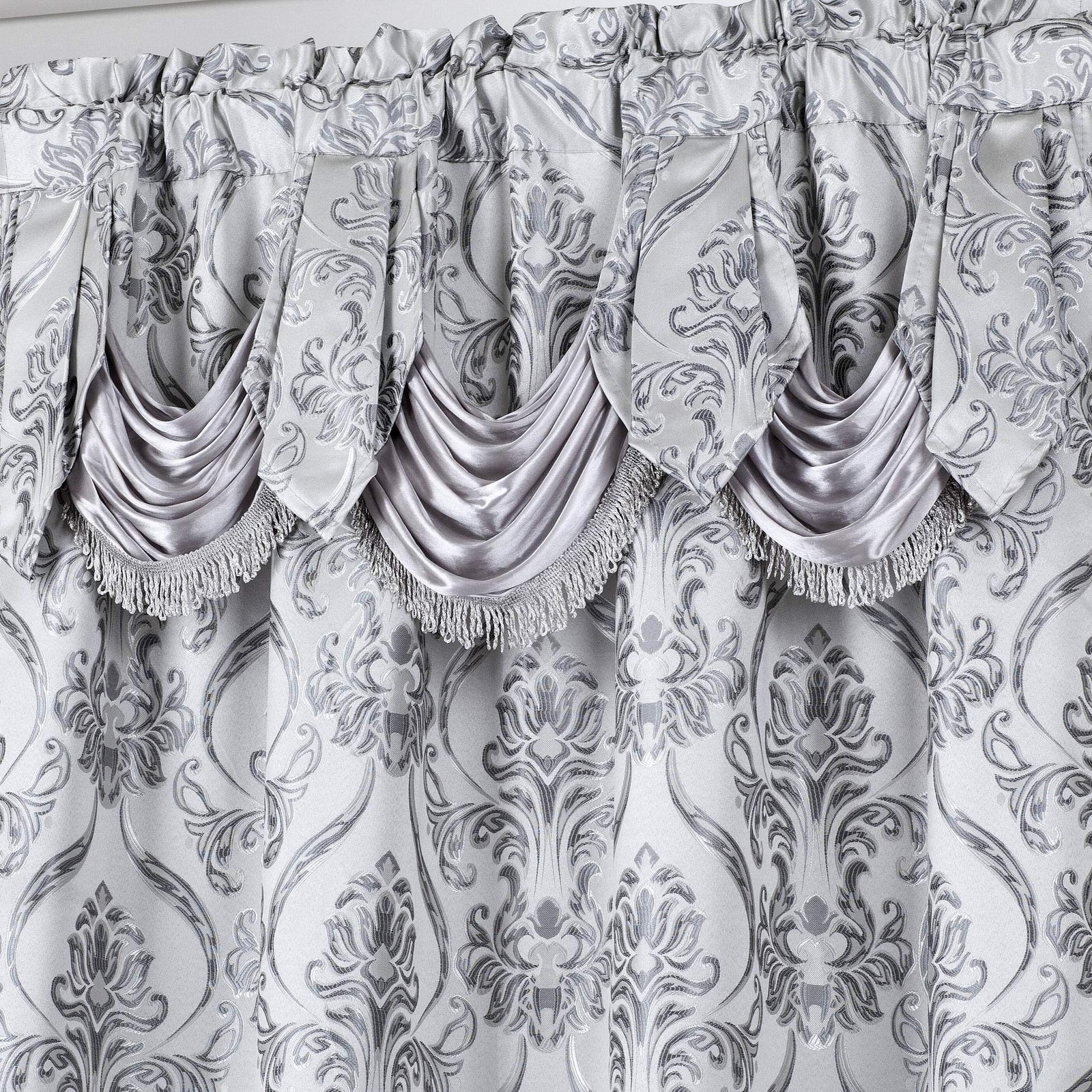 All American Collection 4 Piece Drape Set Attached Valance And Sheer 2 Tie