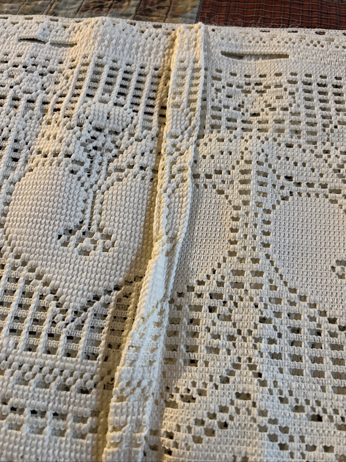 Lace Curtain Valance 66” X 12″ Ivory HEARTS