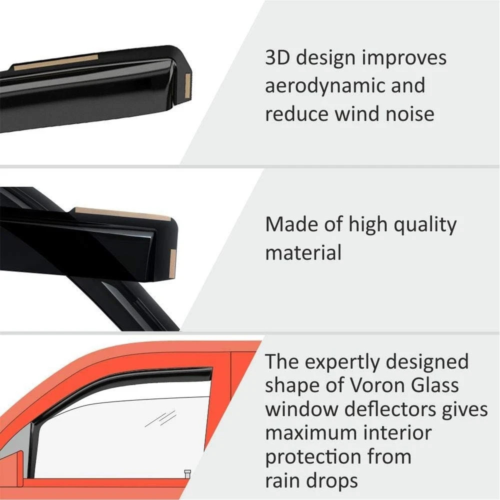 Glass in-Channel Extra Durable Rain Guards For Silverado 14-18 1500/2500/3500