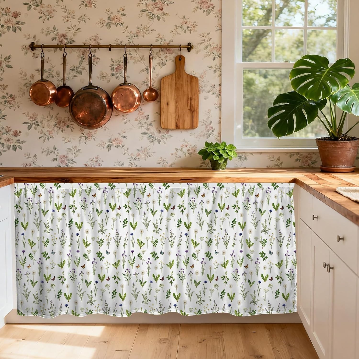 Chic Wildflower Cabinet Curtain – Easy Install, Dust-Proof at 51.18×27.55 Inches