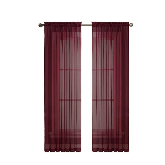 NEW Curtains Burgundy 84″ long x 60″ wide w/Rod Pocket Sheer Curtain Panel
