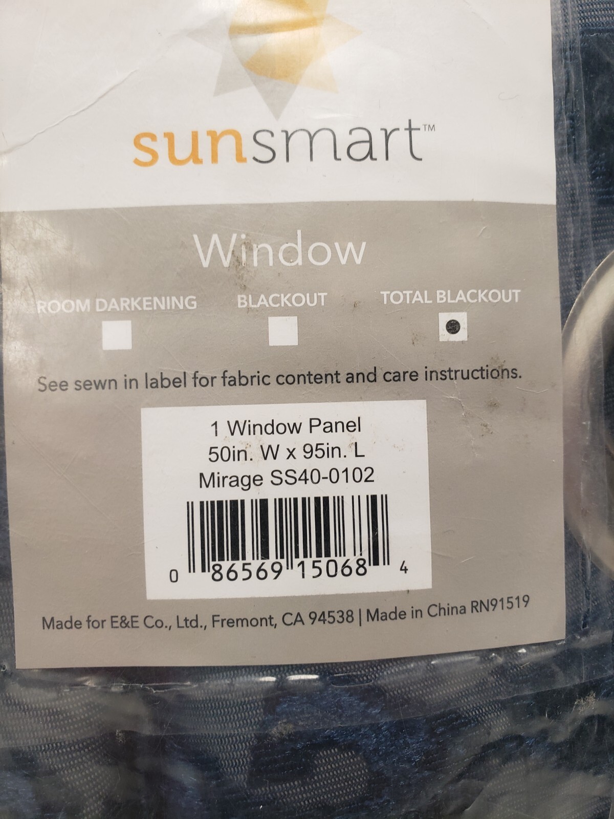 SunSmart Mirage Jacquard Damask Blackout Grommet Top 1 Curtain 50″ x95” Navy