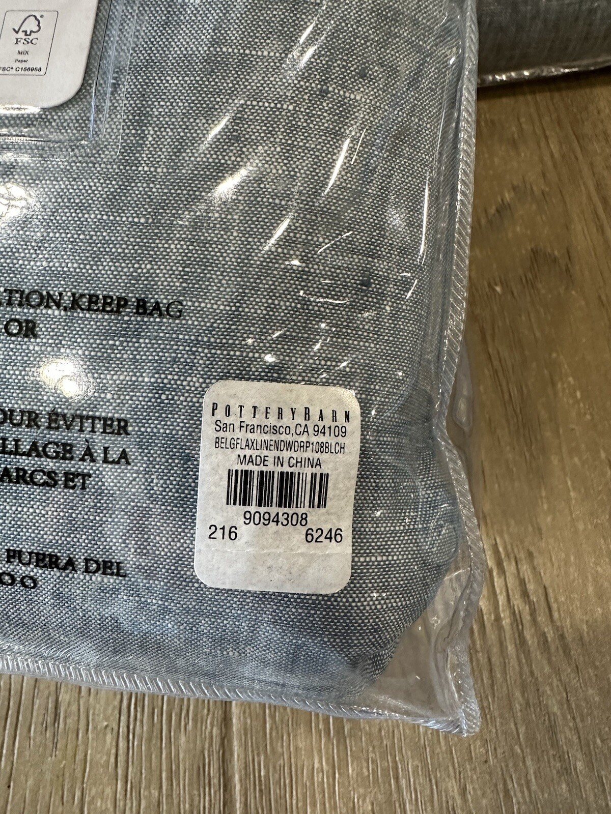 Pottery Barn Classic Belgian Flax Linen Drape ONE 100×108″ Chambray