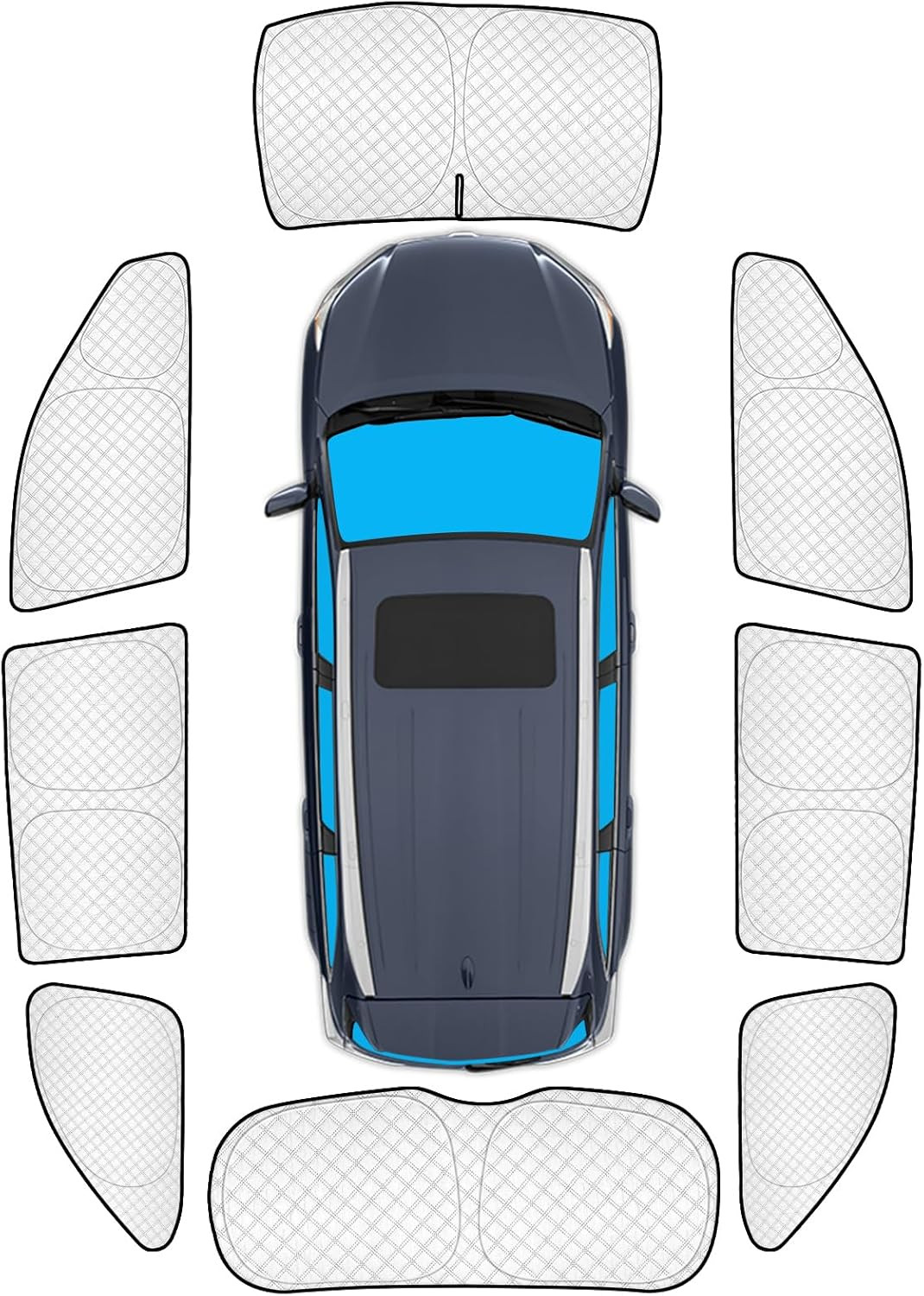 8Pcs Thicken Sun Shades for Toyota Highlander 2014-2019 Accessories,Custom Full