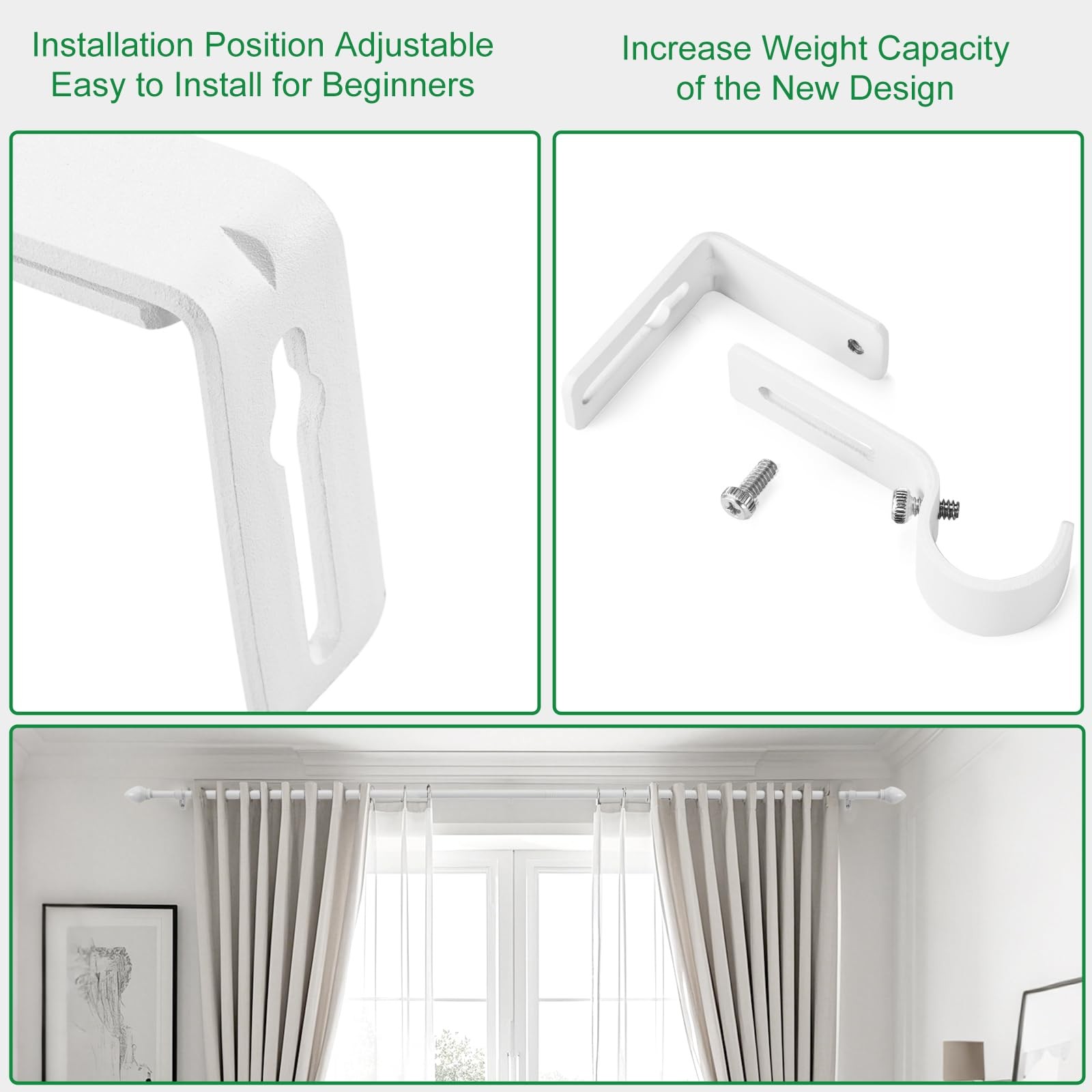 Curtain Rod Bracket Adjustable, Drapery Rod Holder Hooks Support Hangers for …