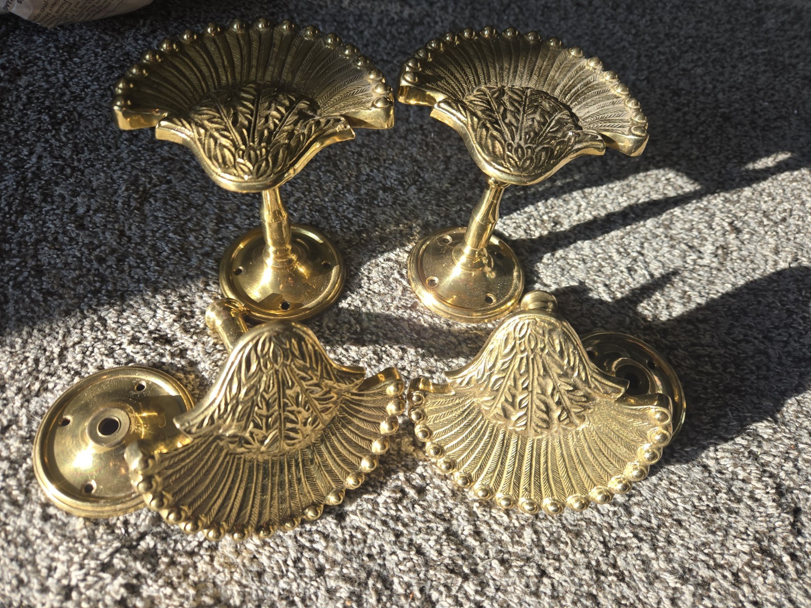 Lot 4 Vintage Lacqured Brass Peacock Curtain Tieback Hook Regency MCM Tie Back**