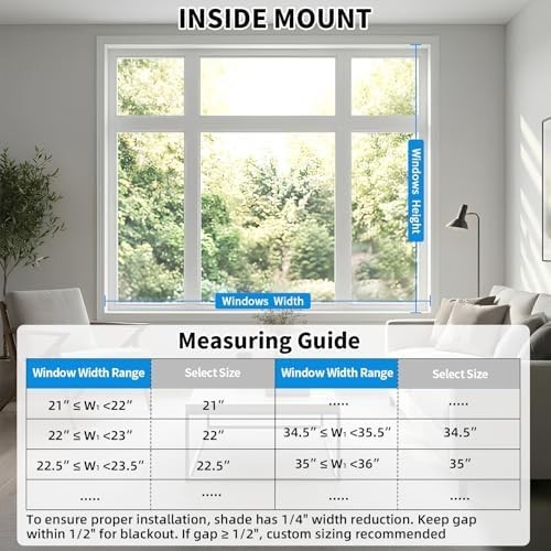 Cordless Blackout Roller Shades 22″ W x 72″ H Cream Thermal Insulated Blinds