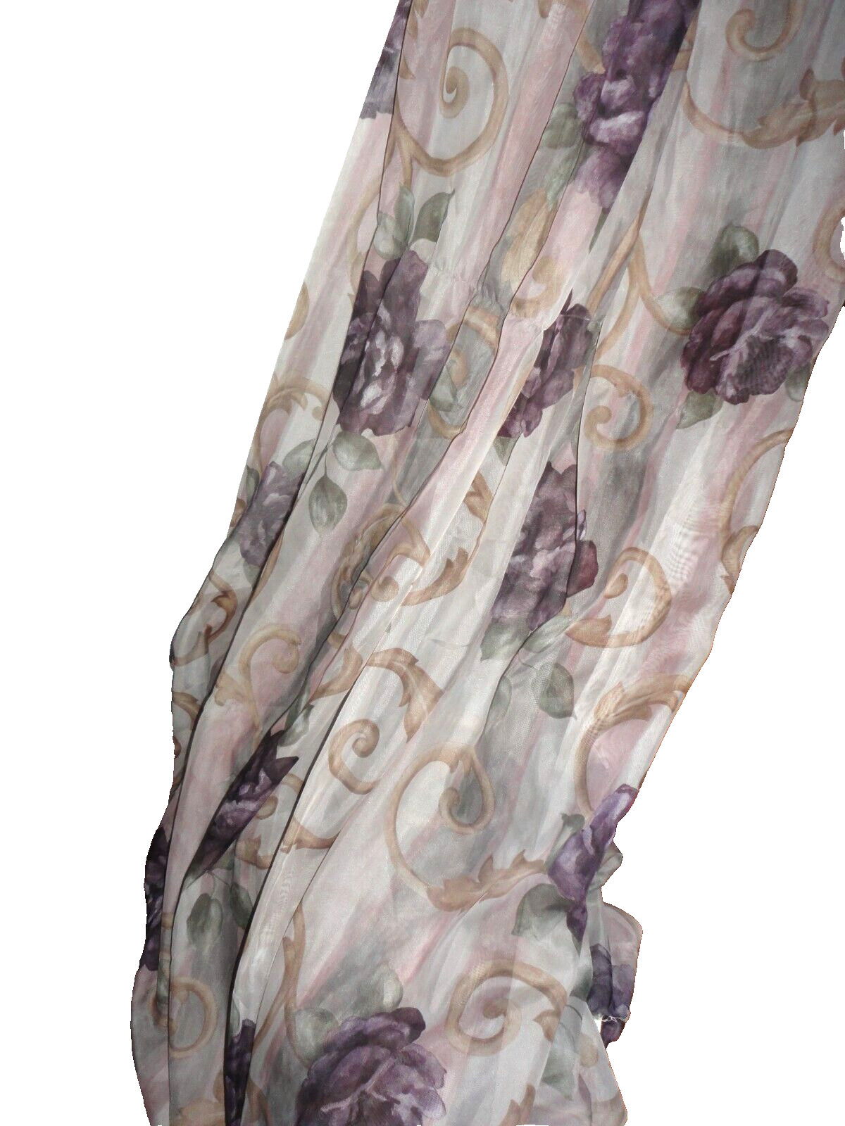 CROSCILL CHAMBORD SHEER FLORAL AMETHYST GREEN SEMI SHEER SCARF VALANCE 216 X 57