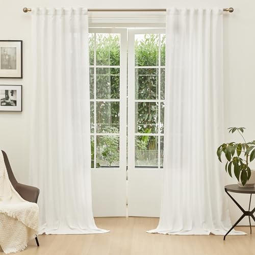 Living Room Curtains 2 Panel Sets, Soft Cotton 50″W x 95″L (Pack of 2) Natural