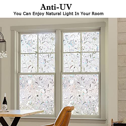 Window Privacy Film, Vinyl Glass Covering, Stained 17.5In x 78.7In Clear