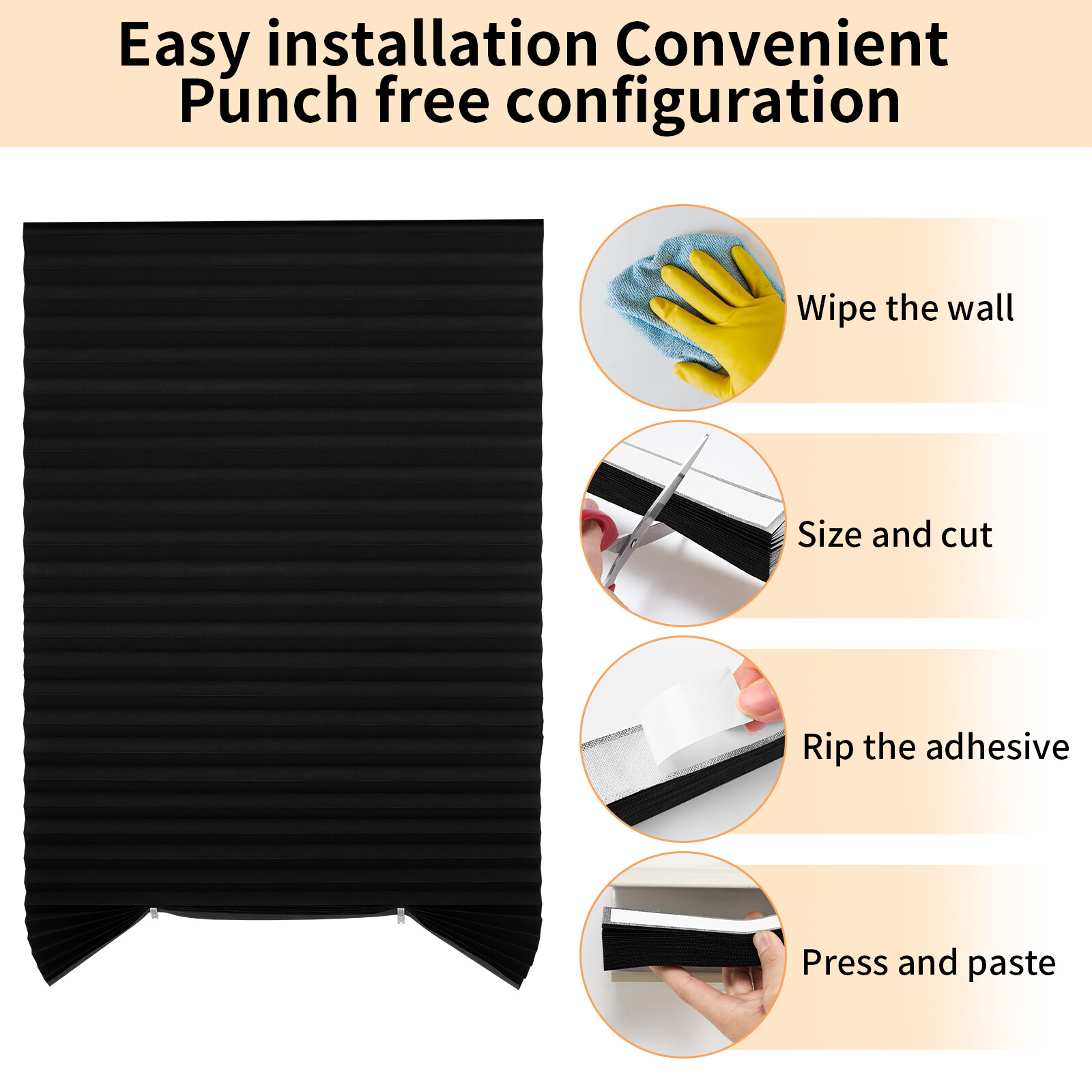Temporary Window Blinds Cordless Self Adhesive Stick on Pleated Paper Blinds