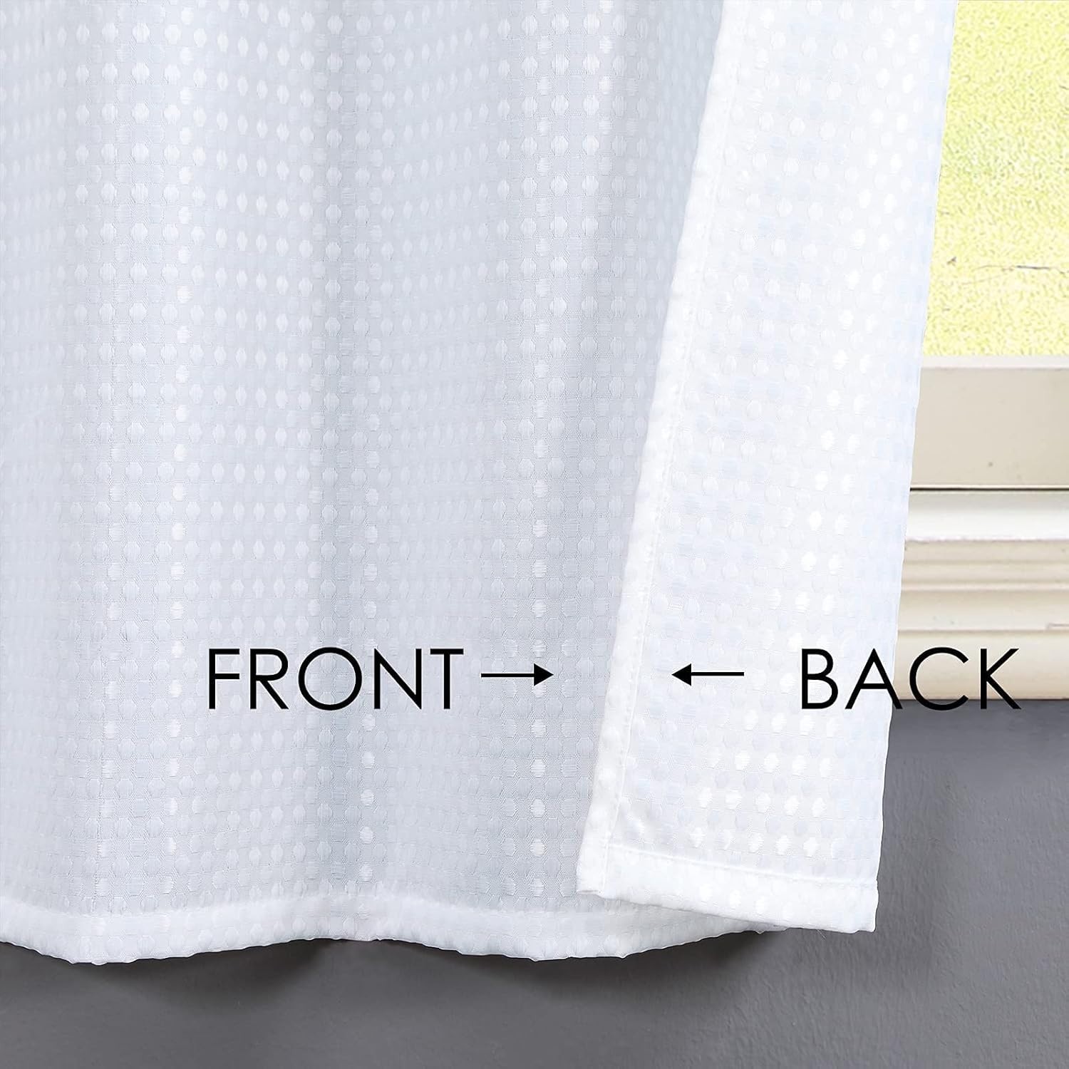White Water Resistant Bathroom Window Curtain, Dot Waffle Textured Half Tier …