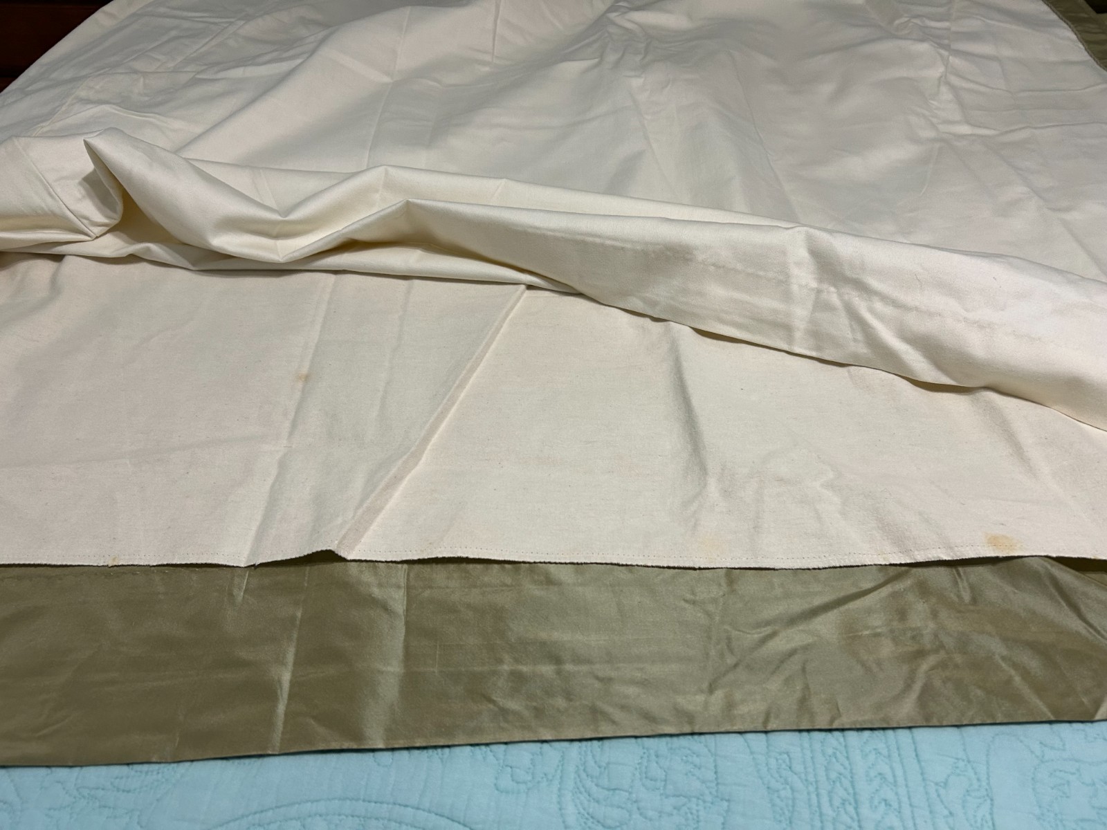 Custom Made Taffeta Silk 2 Panels 41” X 89” Pleated Drapes Curtains Green