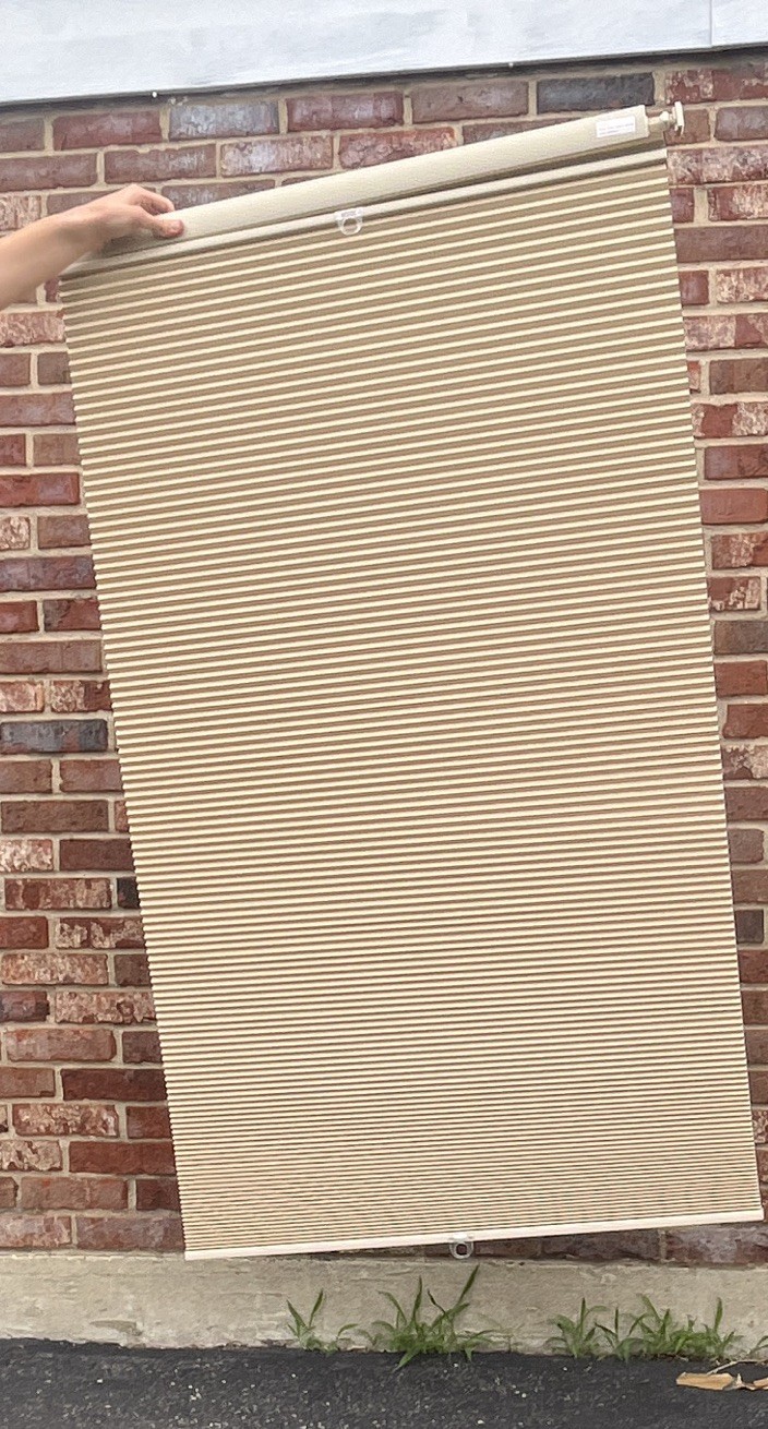 Cordless Cellular Shade 34″W x 64″H White/Beige Light Filtering Fabric JPT001