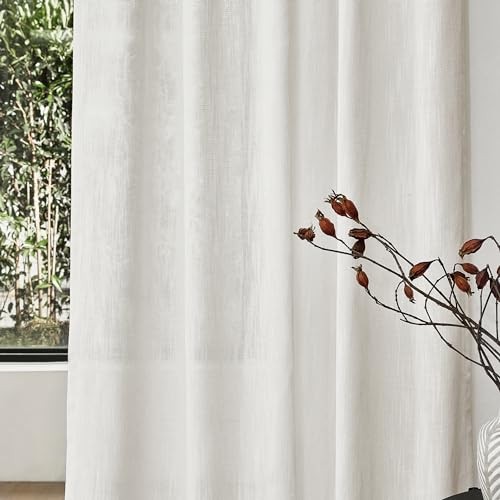 Living Room Curtains 2 Panel Sets, Soft Cotton 50″W x 95″L (Pack of 2) Natural